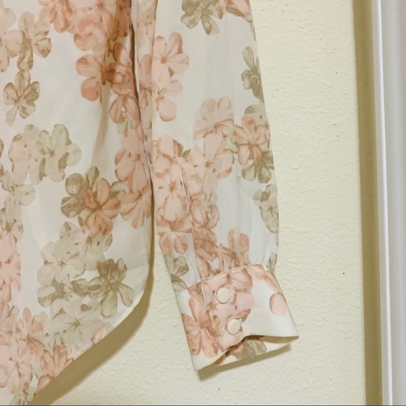 ROSE & OLIVE pink floral long sleeves blouse womens size S cottage romactic - Picture 6 of 9